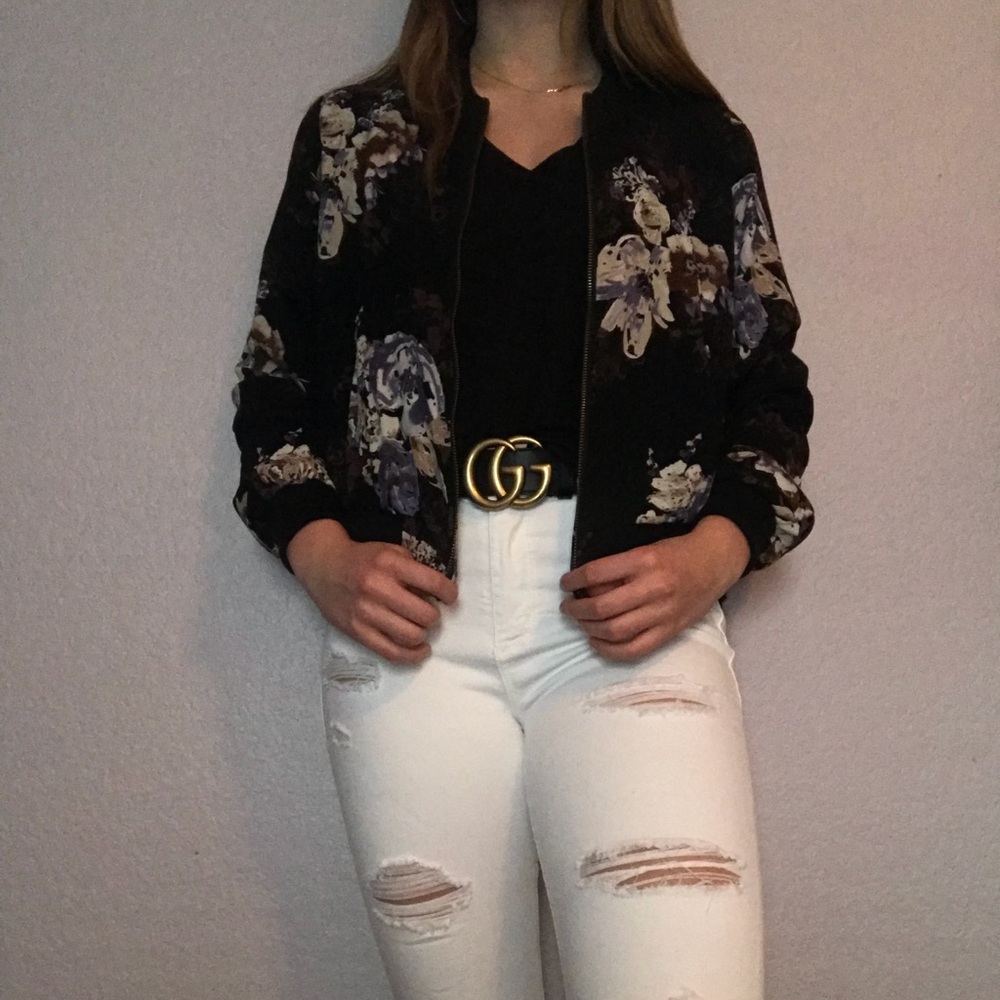 The impeccable pig floral bomber jacket